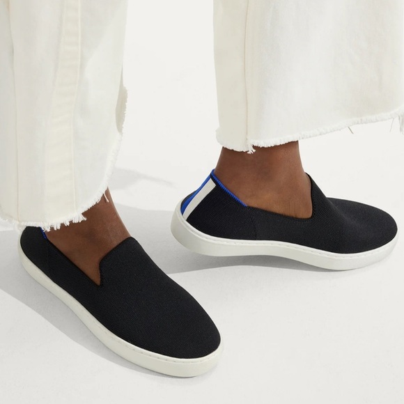 Rothy's The Original Slip On Sneaker in Black Woven Knit Slip Ons Size 5.5 EUC - Picture 2 of 15